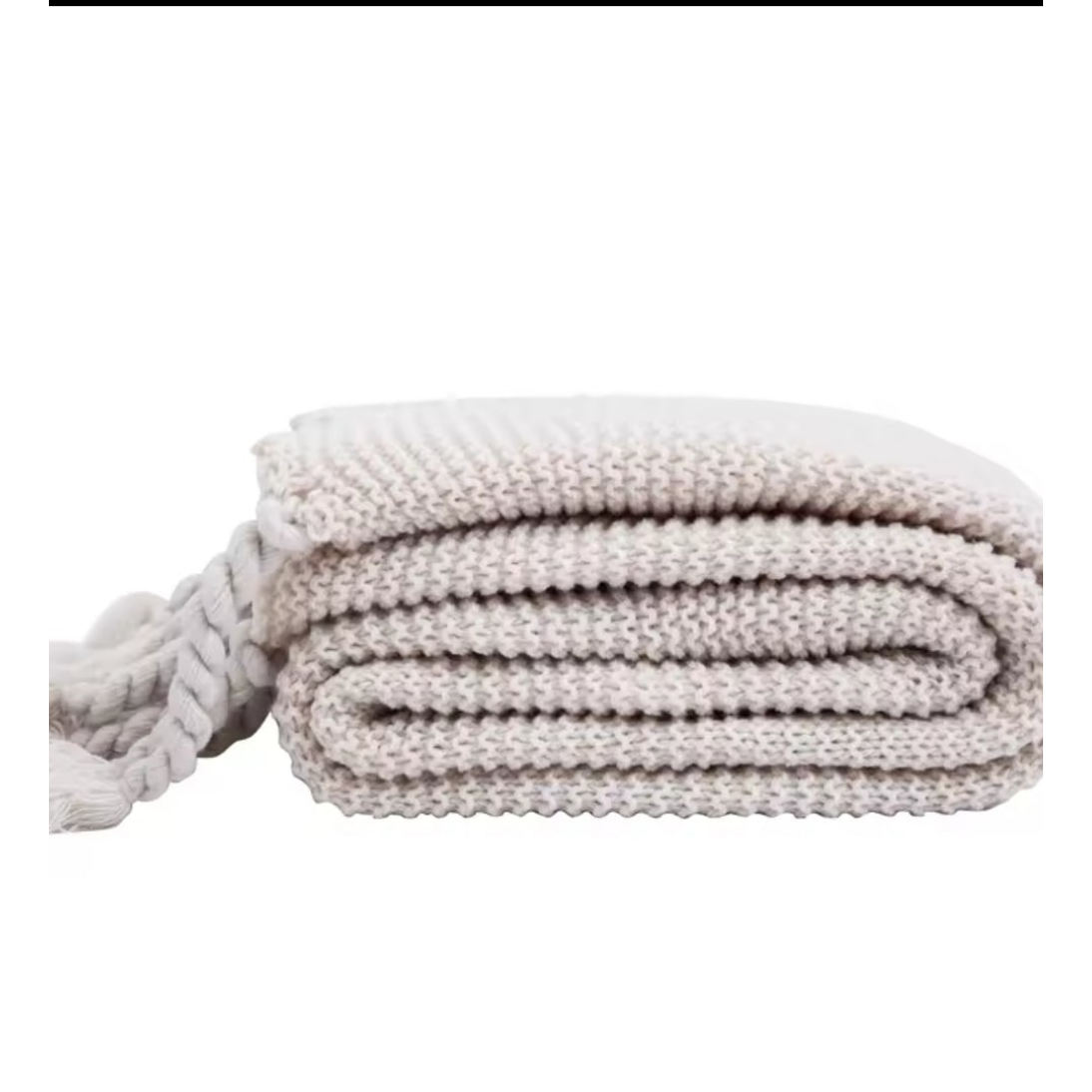 Super Soft Knitted Throw Blanket with Tassels 170x130cm Acrylic Fiber