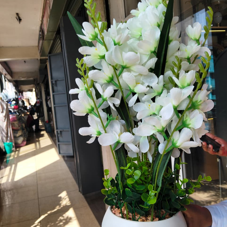Table Top Big Potted Artificial Flowers in Yellow Orange and Whit
