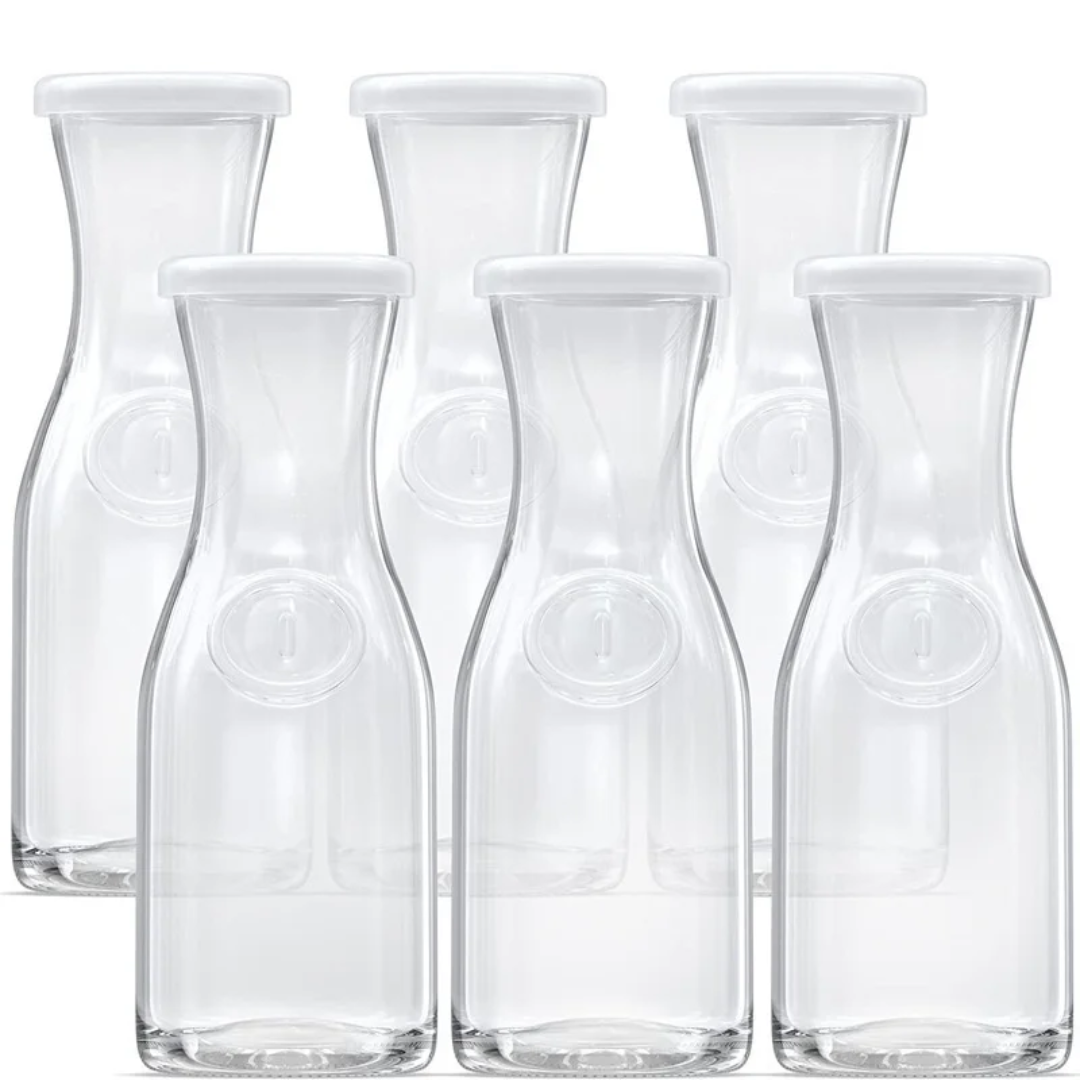 Transparent Aqua Water Pitcher 500ml/1000ml Borosilicate Glass Beverage Bottle with Color Lid Heat Resistant & Stylish.