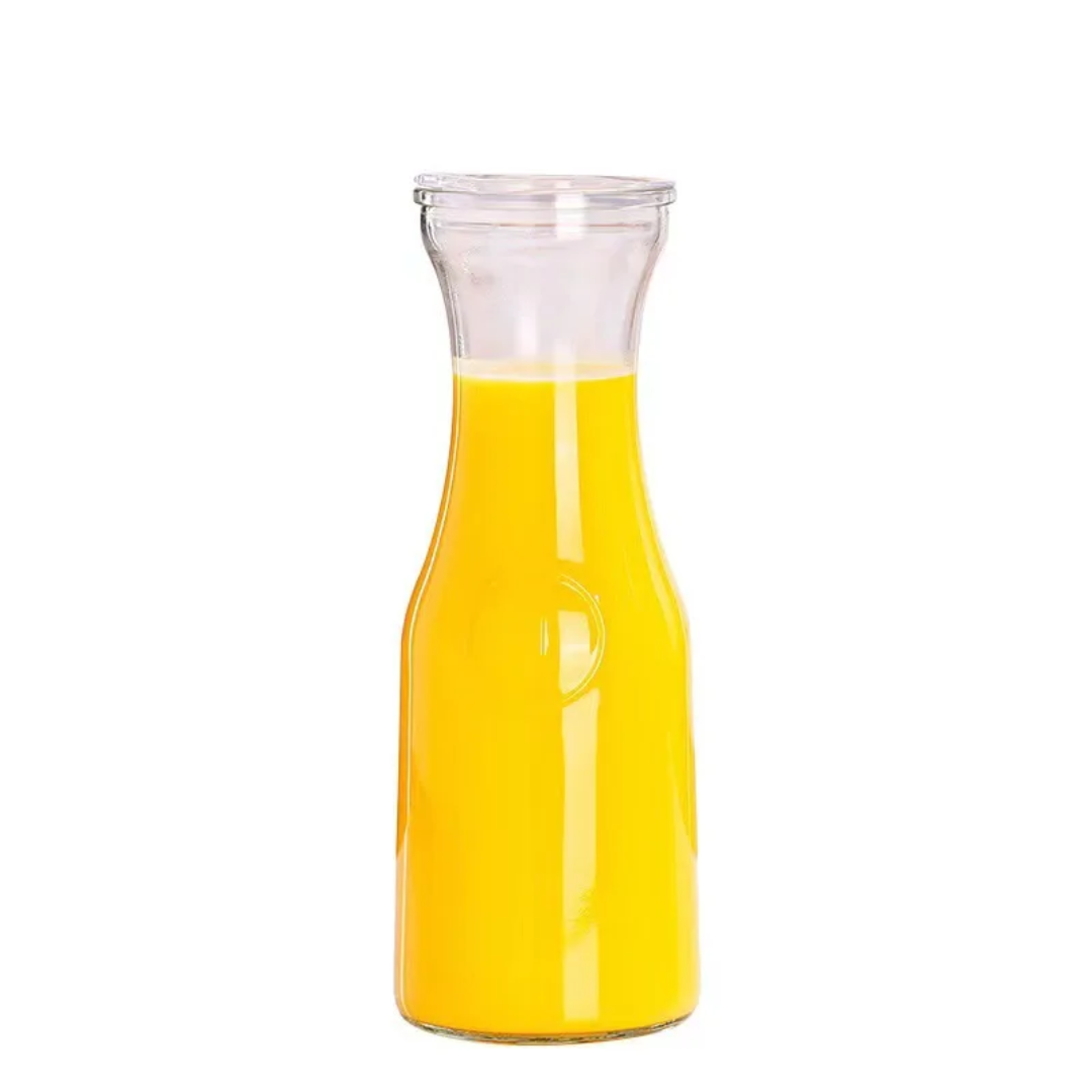 Transparent Aqua Water Pitcher 500ml/1000ml Borosilicate Glass Beverage Bottle with Color Lid Heat Resistant & Stylish.