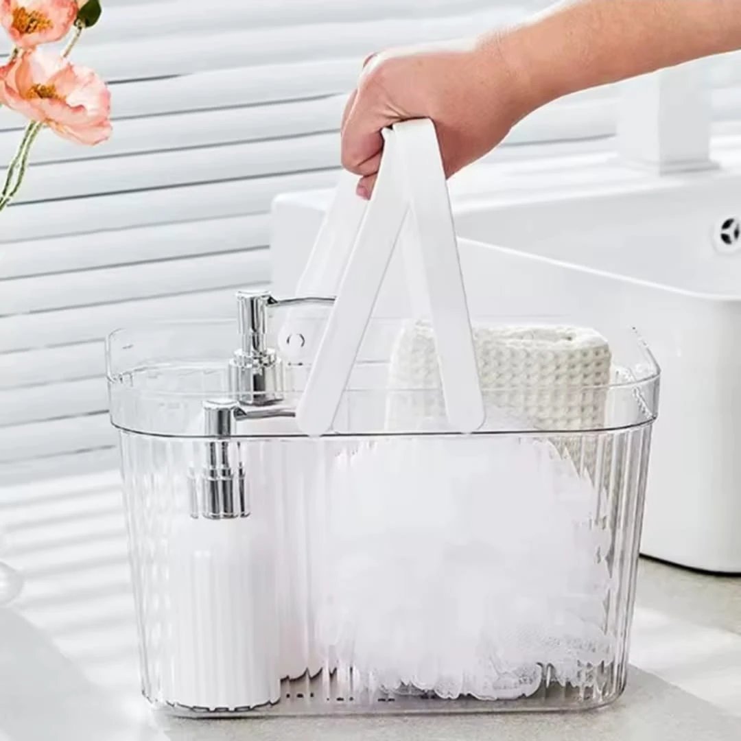 Transparent Bathroom Drain Basket with Handle Vegetable drainer Dish Racks & Drain Boards