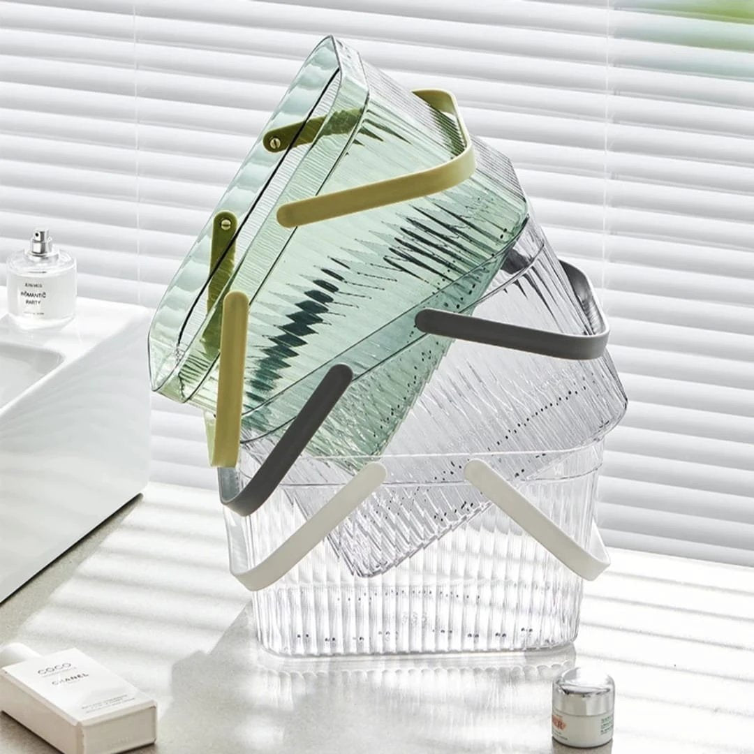 Transparent Bathroom Drain Basket with Handle Vegetable drainer Dish Racks & Drain Boards