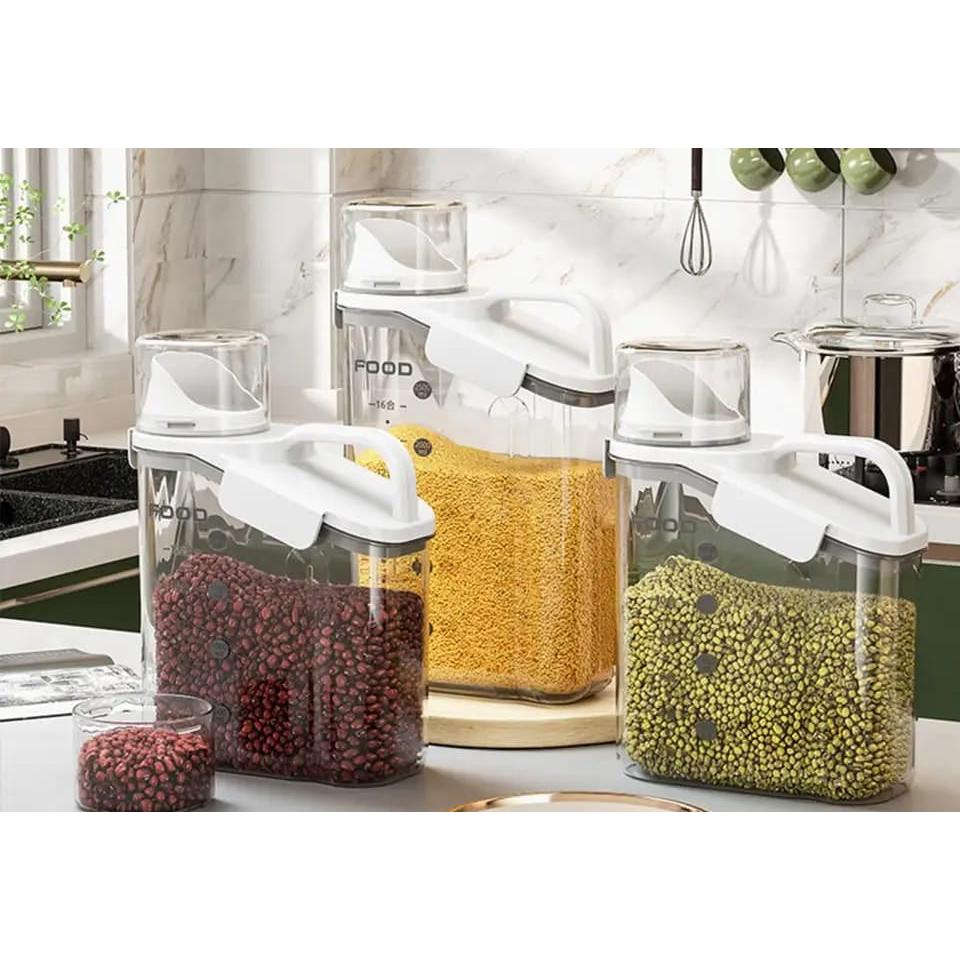 Transparent Cereal Storage Box Sealed Moisture Proof Container with Handle 1600ml, 2000ml & 2800ml