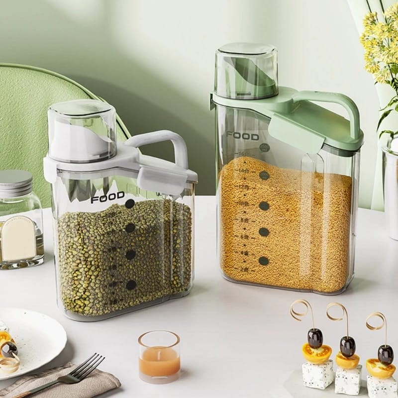 Transparent Cereal Storage Box Sealed Moisture Proof Container with Handle 1600ml, 2000ml & 2800ml