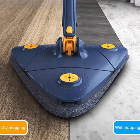 Triangle 360° Adjustable Cleaning Mop – Self-Squeezing, Multi-Surface Cleaner (Navy Blue)