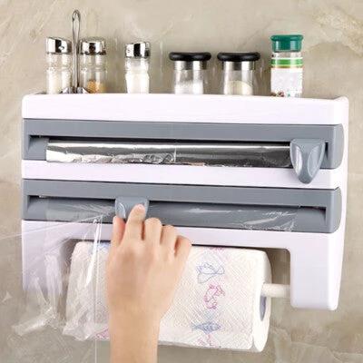 Triple Paper Dispenser with Cutter and Storage Storage and organization Paper Towel Dispensers