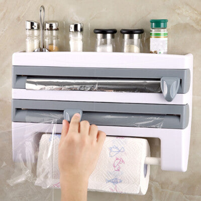 Triple Paper Dispenser with Cutter and Storage