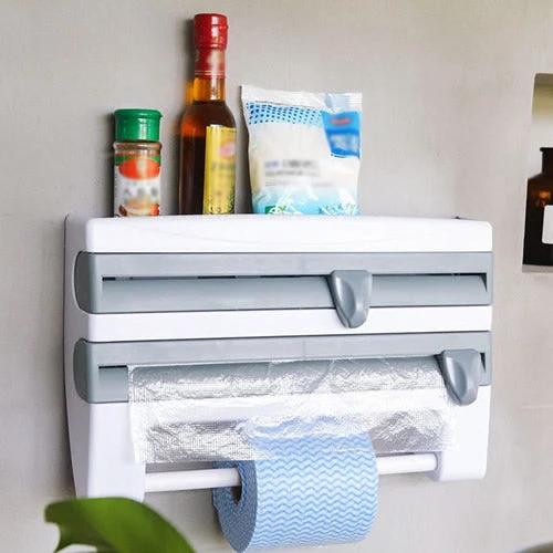 Triple Paper Dispenser with Cutter and Storage Storage and organization Paper Towel Dispensers