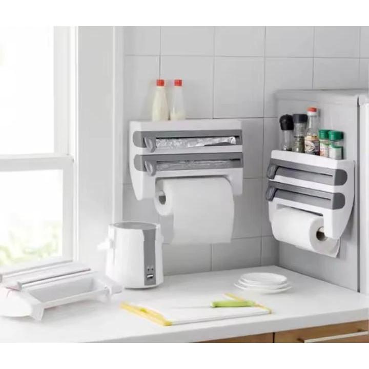 Triple Paper Dispenser with Cutter and Storage Storage and organization Paper Towel Dispensers