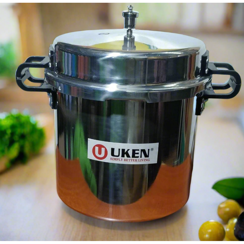 Uken Aluminum Jumbo Pressure Cooker in 18L 20L 22L 25L Sizes for Large Batch Cooking