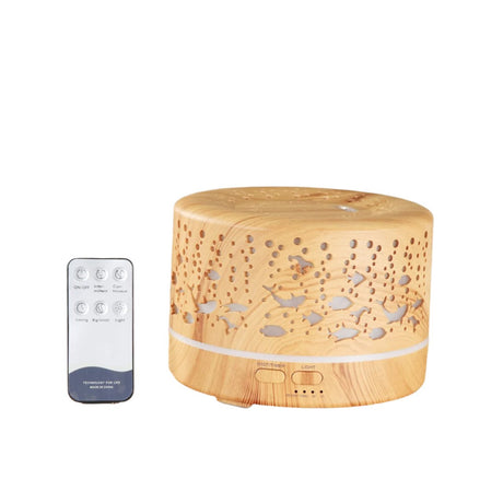 Ultrasonic Aroma Diffuser Humidifier with Remote 500ml Wood Color