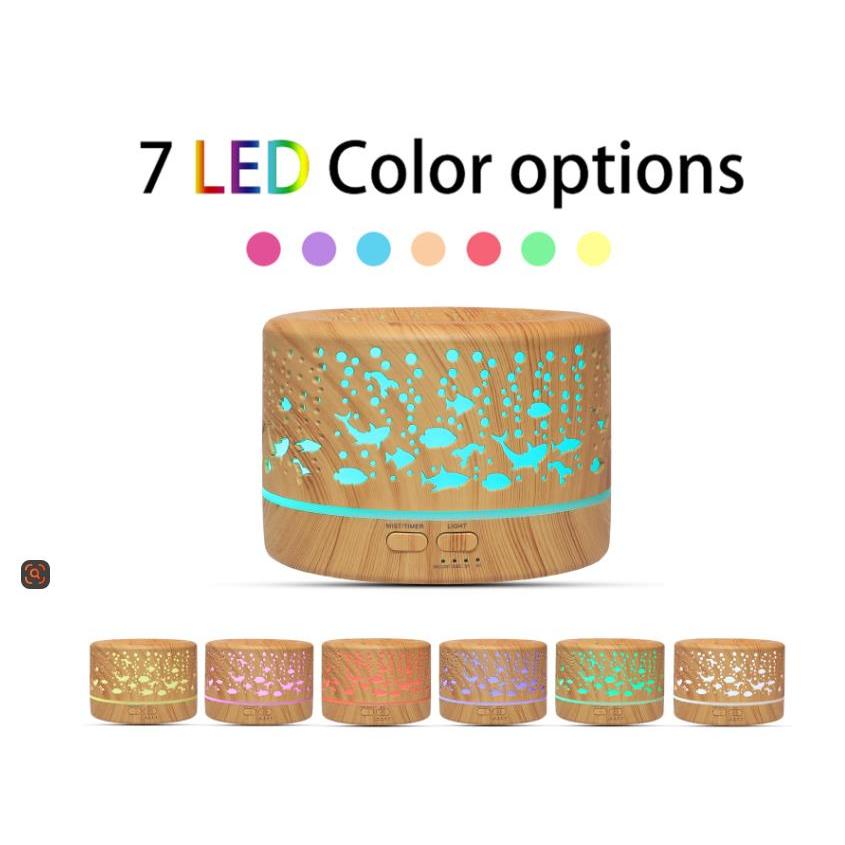 Ultrasonic Aroma Diffuser Humidifier with Remote 500ml Wood Color