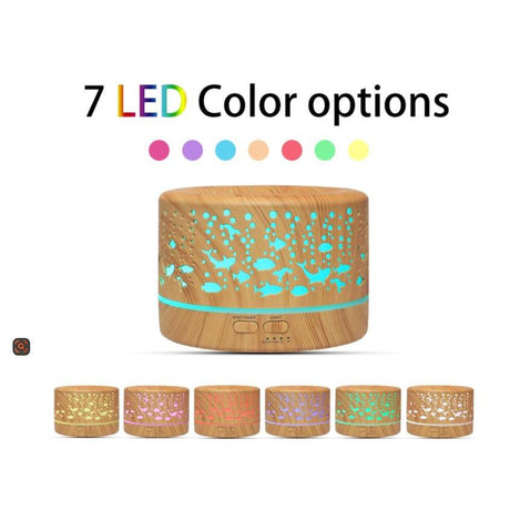 Ultrasonic Aroma Diffuser Humidifier with Remote 500ml Wood Color