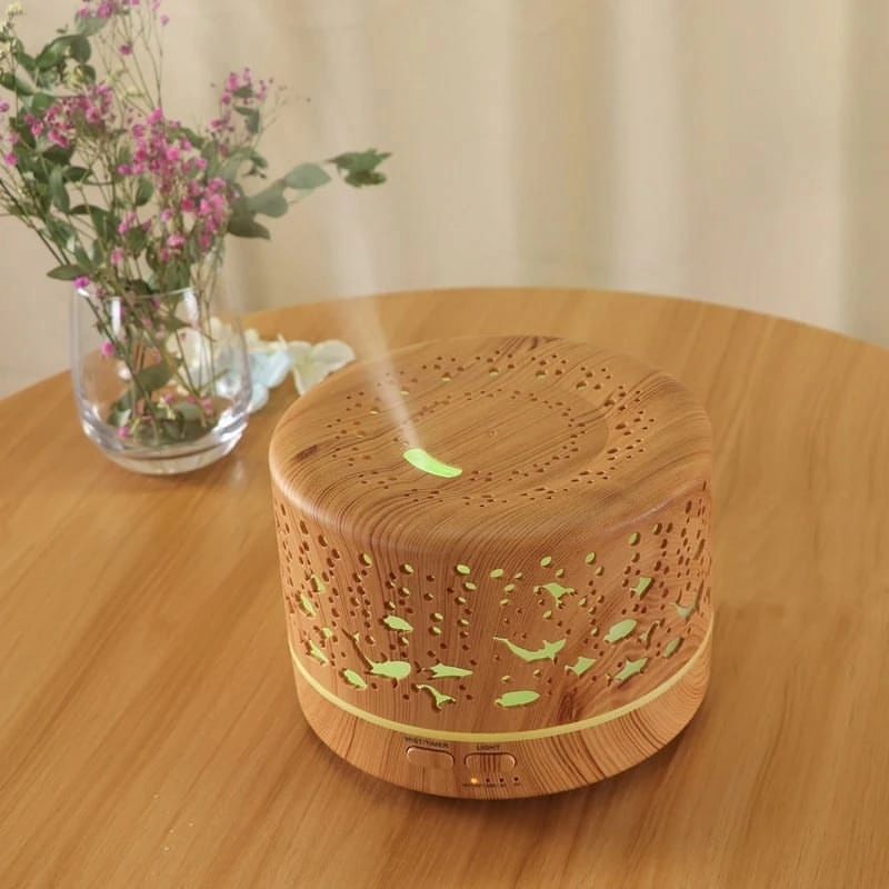 Ultrasonic Aroma Diffuser Humidifier with Remote 500ml Wood Color