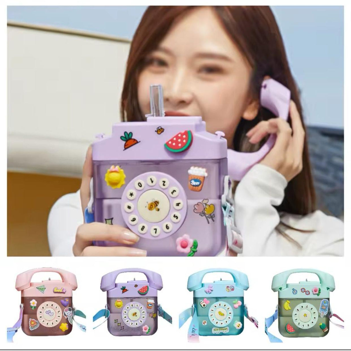 Unique Kids Water Bottles With Straw Adjustable Strap & Fun Stickers