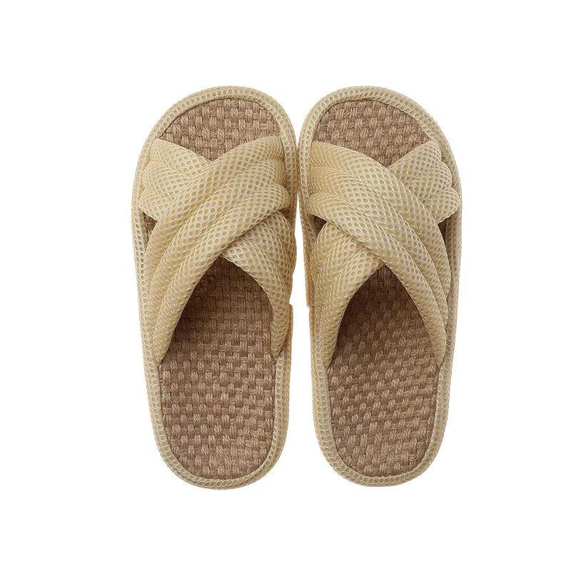Unisex Luxury Lounge,House Slippers Breathable Flax Fabric for Indoor & Outdoor Comfort Bathroom Accessories