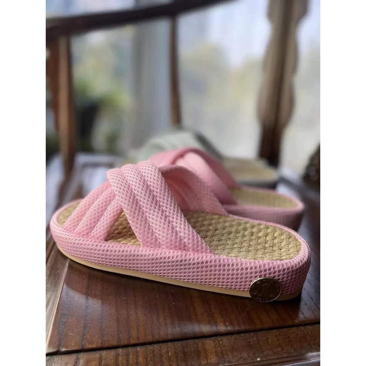 Unisex Luxury Lounge,House Slippers Breathable Flax Fabric for Indoor & Outdoor Comfort Bathroom Accessories