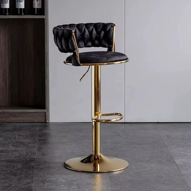 Velvet Swivel Bar Chair with Backrest – Height Adjustable, Gold Legs | Modern Bar Stool Bar Stool Adjustable Bar Stools