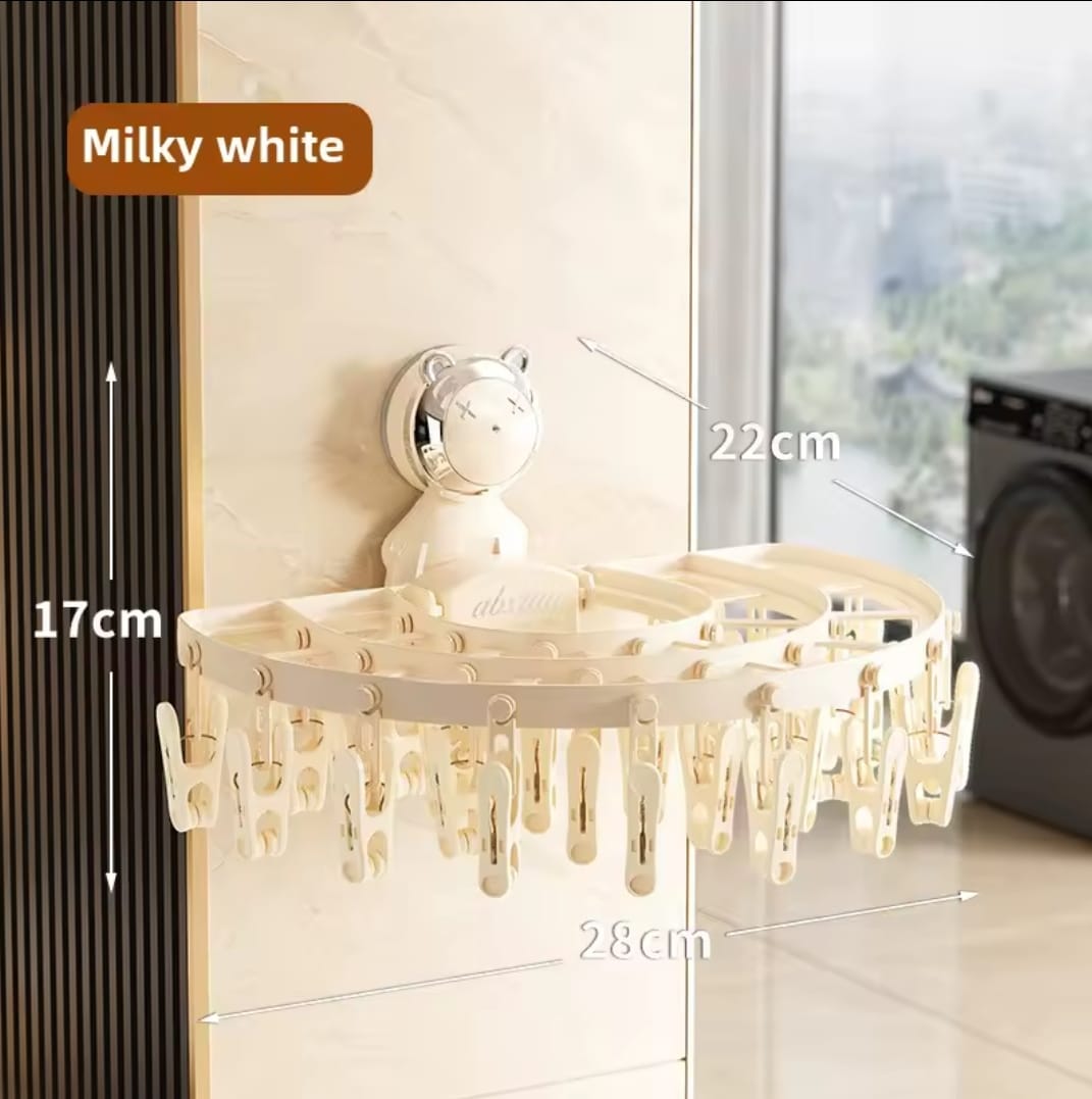 Wall Mounted Clothes and Socks Rack Space Saving Laundry Organizer.