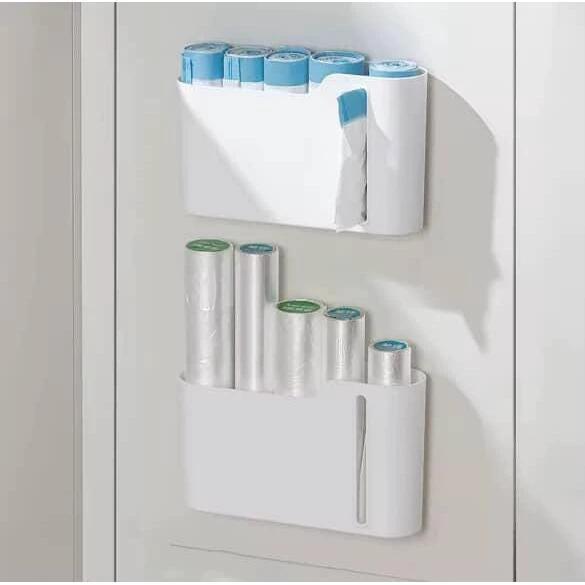 Wall-Mounted Garbage Bag Dispenser – No-Drill Kitchen Storage Organizer Garbage Bins & Trash Bags Kitchen Cabinet Organizers