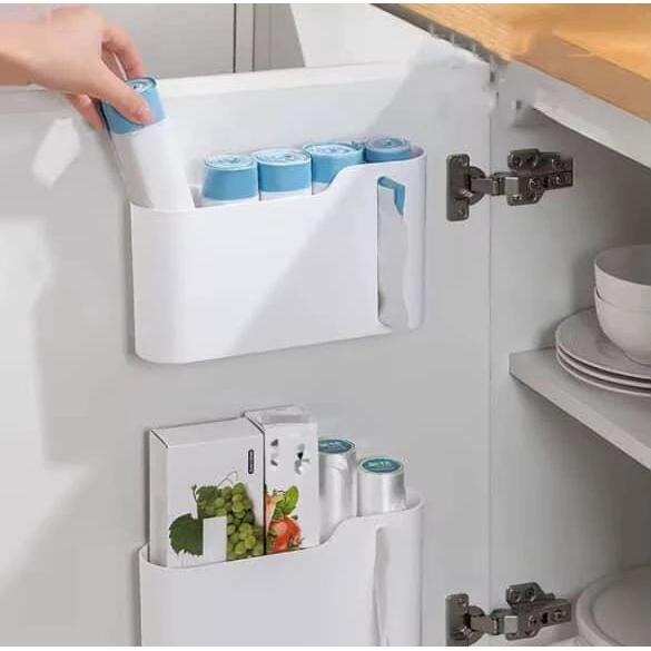 Wall-Mounted Garbage Bag Dispenser – No-Drill Kitchen Storage Organizer Garbage Bins & Trash Bags Kitchen Cabinet Organizers