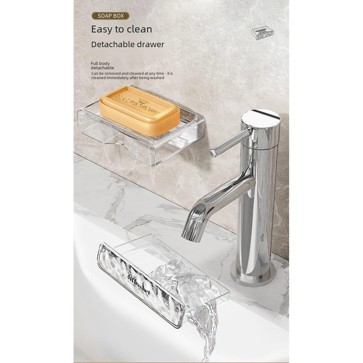 Wall-mounted Soap Dish No Drilling Bathroom Decor Soap Holder & Storage Rack