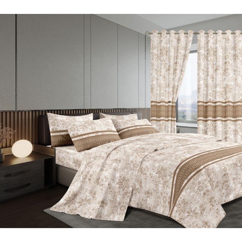 Warm Woolen Duvet Set with Matching Curtains | Includes Fitted & Flat Sheets, Pillowcases & Curtains | Size 6x7