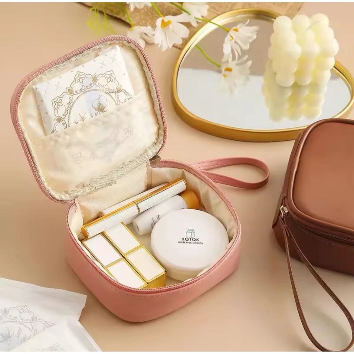 Waterproof Mini Pads Pouch | Multipurpose Zipper Bag Cosmetic Bags & Cases Cosmetic & Toiletry Bags