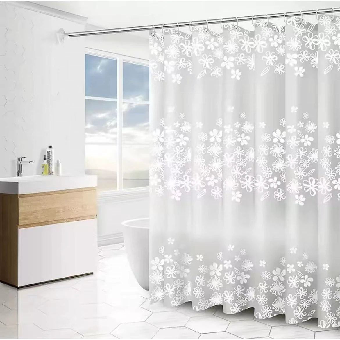 Waterproof PEVA Shower Curtain with Hooks 180×200cm Shower curtain Shower Curtains