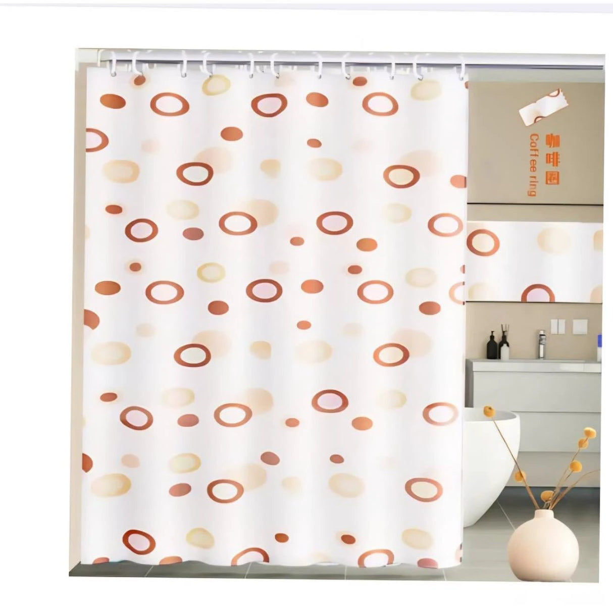 Waterproof Shower Curtain with Hooks – 180x200cm PEVA Bathroom Curtain Shower Curtains Shower Curtains