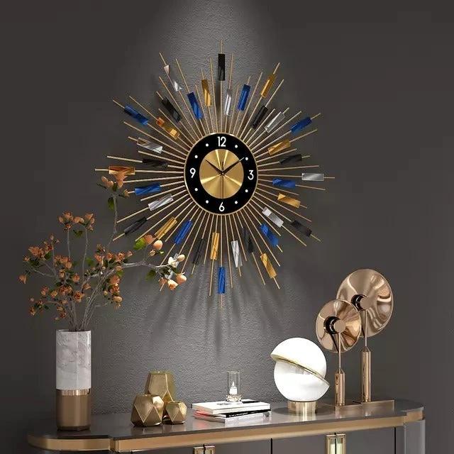 Antique Pendulum Metal Framed Wall Clock - Square Decorative Large Design Home Décor Wall Clocks