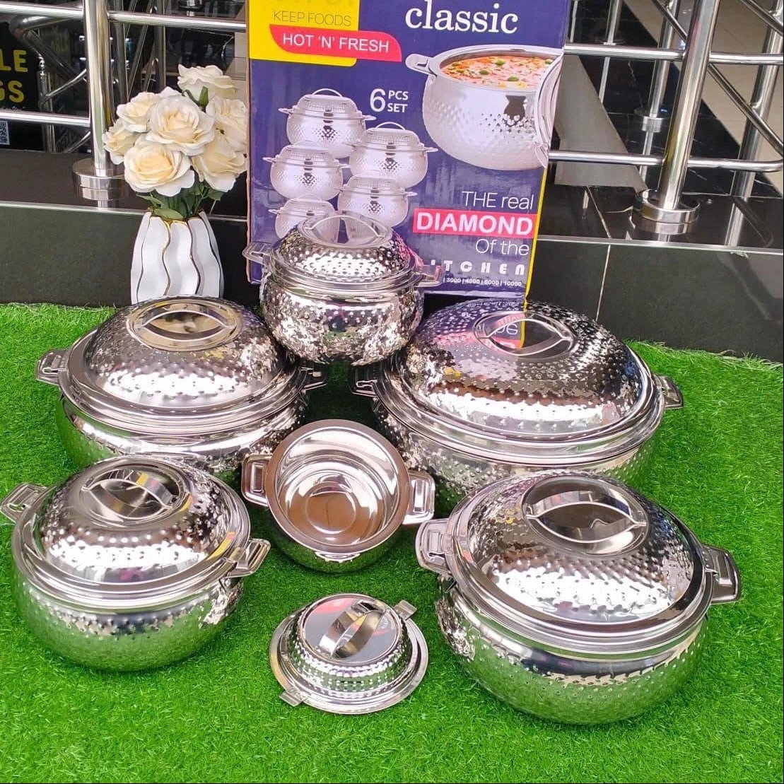 6pcs Big Size Stainless Steel Insulated Hotpots Set - 1L to 10L with Easy Grip Handles Kitchenware Uncategorized