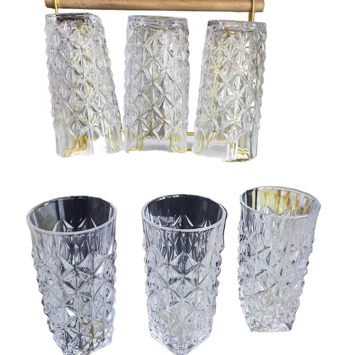 Diamond Pattern Heavy Gauge Crystal Glass – Premium Thick Drinkware