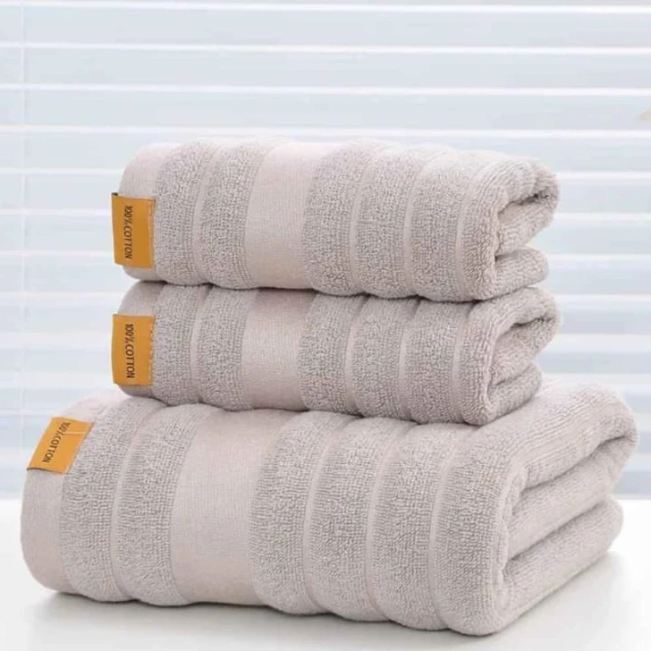 Cotton Towel Set 3 Piece - 100% Cotton Yarn Bath & Hand Towels Home & Living Bath Towels & Washcloths