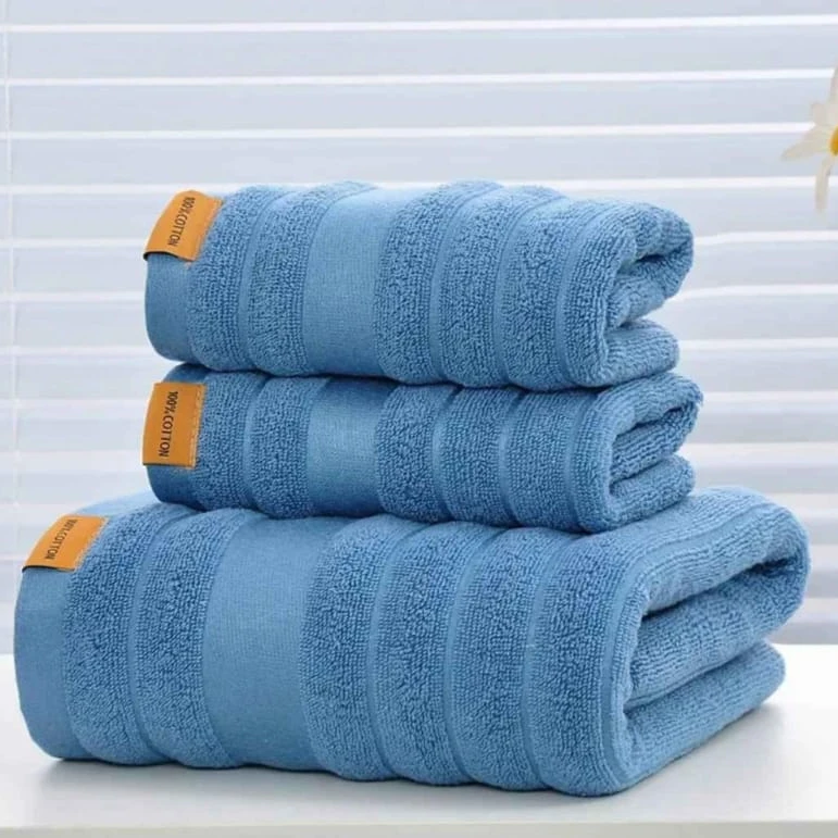Cotton Towel Set 3 Piece - 100% Cotton Yarn Bath & Hand Towels Home & Living Bath Towels & Washcloths