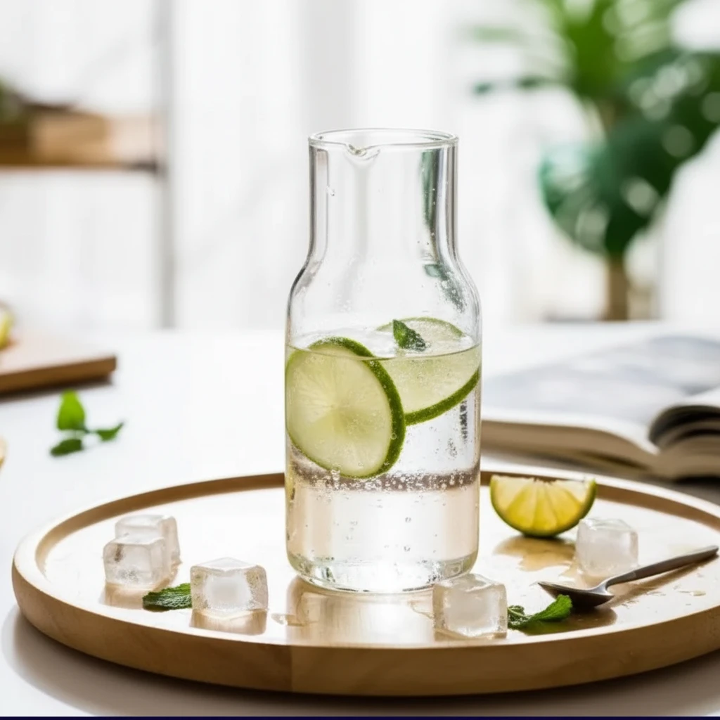 Bedside Night Glass Water Bottle with Drinking Glass 520ml Bottle 250ml Glass Transparent Elegant Kitchen & Dining Serving Pitchers & Carafes