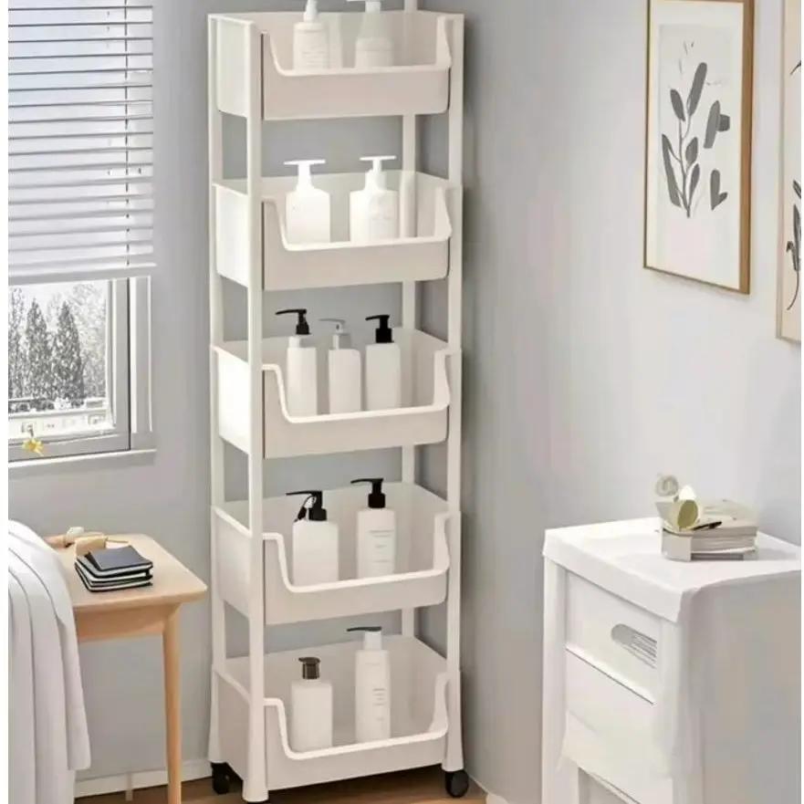 5-Tier Slim Rolling Storage Trolley Storage Trolley Carts