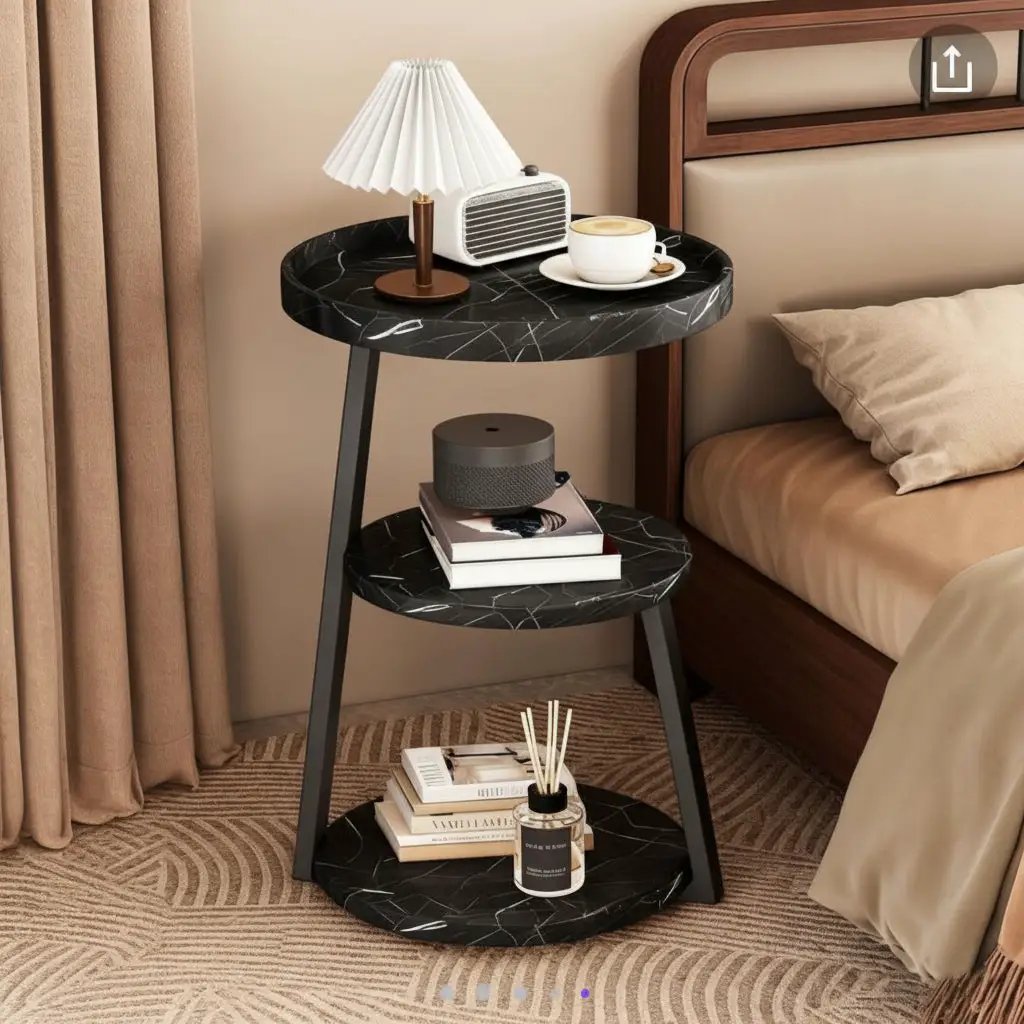 Trinity 3-Tier Round Side Table Black Side Tables End Tables