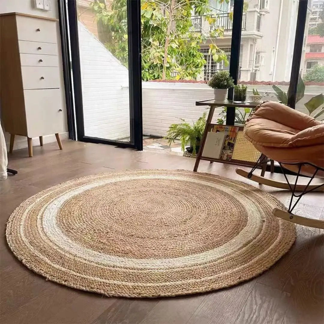 Hand Braided Round Natural Jute Rug Rugs & Carpets Rugs