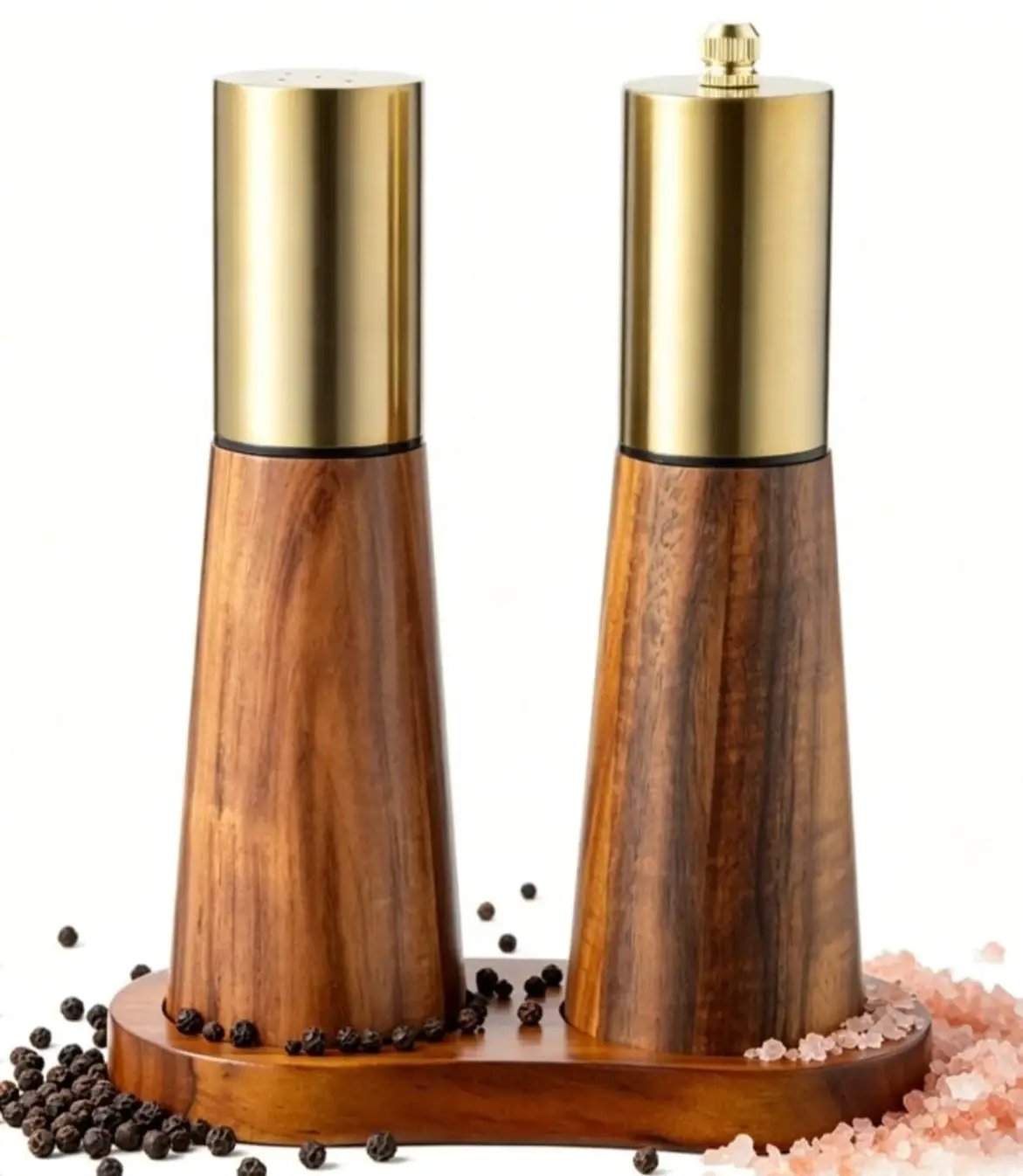 Bamboo Salt & Pepper Grinder Set 3pcs with Ceramic Core Kitchen & Dining Spice Grinders