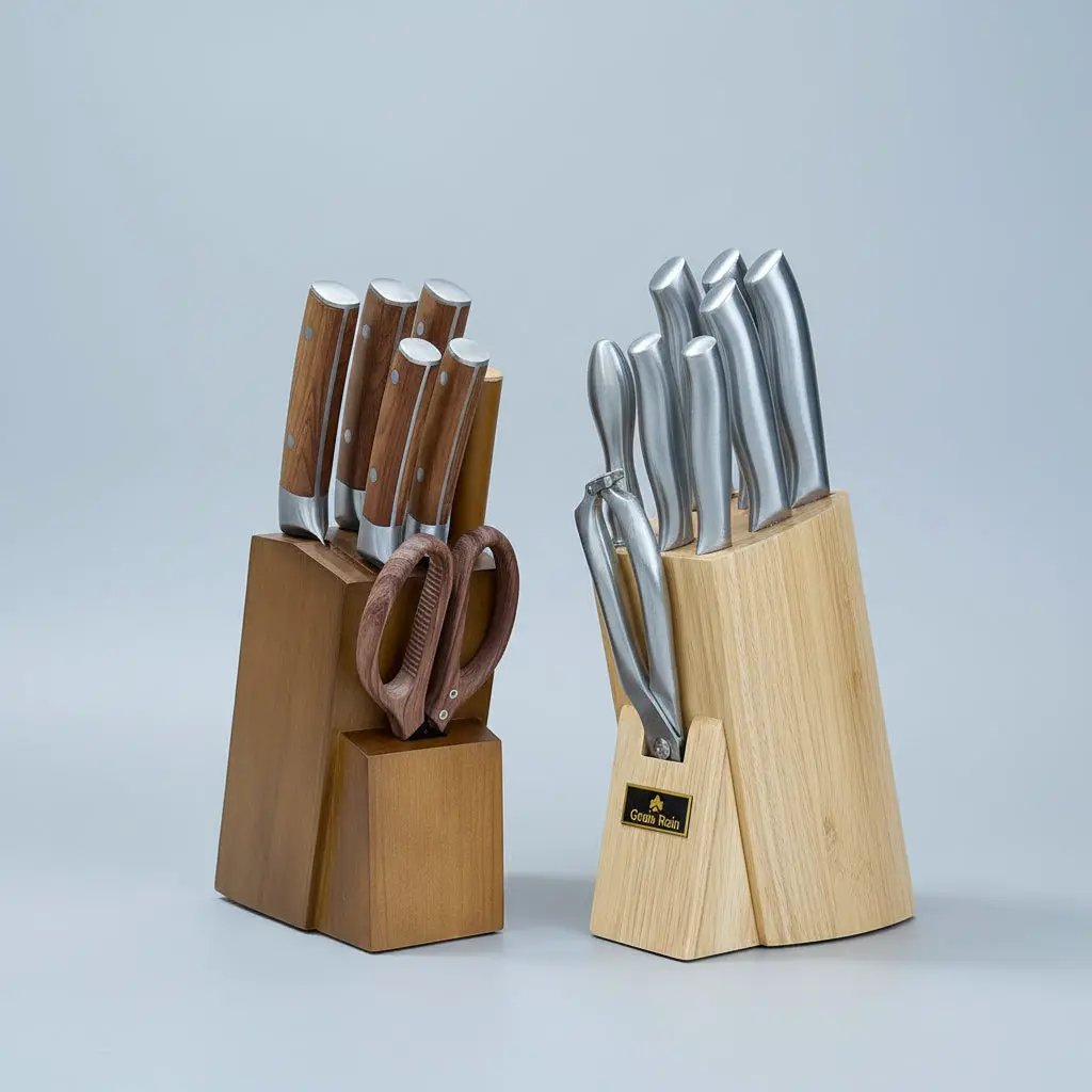 8-Piece Stainless Steel Knife Set with Hollow Handle & Wood Block Kitchen & Dining Knife Sets