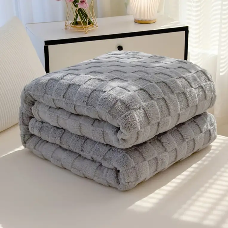 Luxury Textured Fleece Blanket Bedding & Blankets Throw Blankets