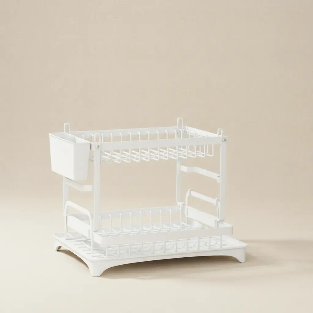 2-Layer Carbon Coated Dish Rack with Swivel Spout Kitchen & Storage Dish Racks