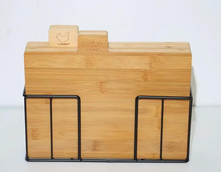 5-Piece Bamboo Chopping Board Set with Holder Kitchen & Storage Cutting Boards