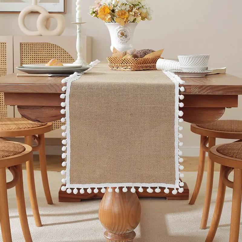 Natural Burlap Linen Woven Table Runner Home Decor Table Runners