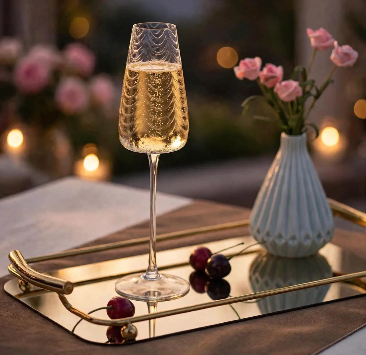 Wavy Long Stem Champagne & Wine Glasses Kitchen & Dining Champagne Glasses