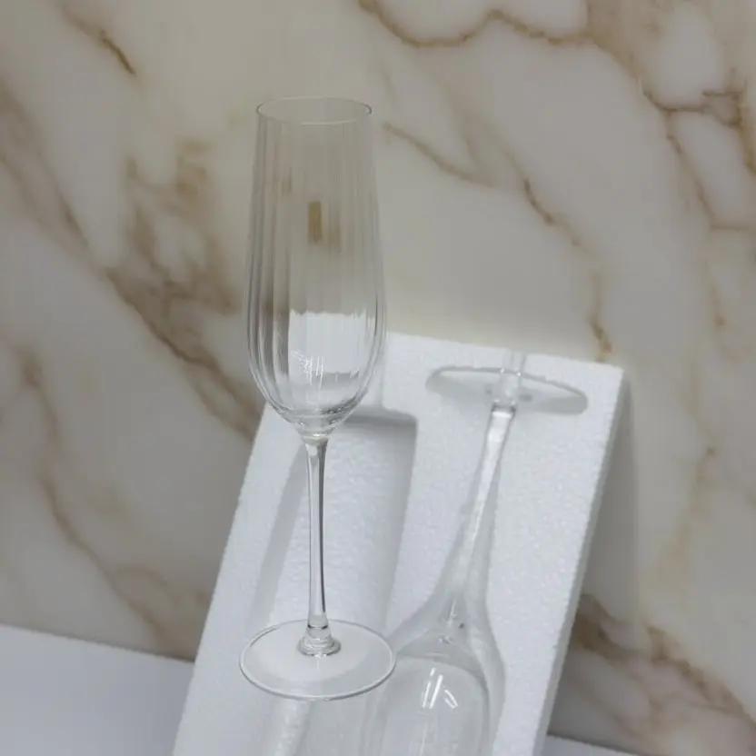 Ribbed Long Stem Champagne Flutes Kitchen & Dining Champagne Glasses