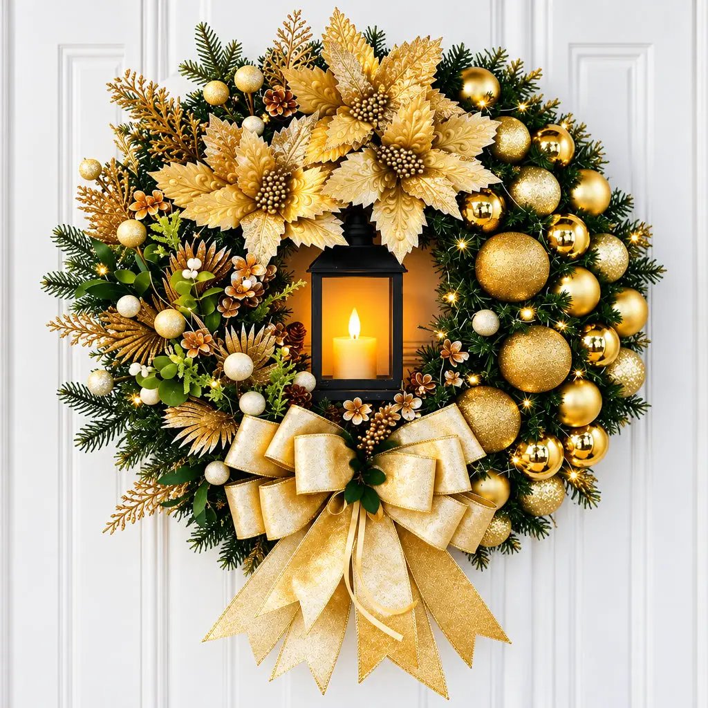 35cm Christmas Wreath With Lamp Christmas Wreaths Wreaths