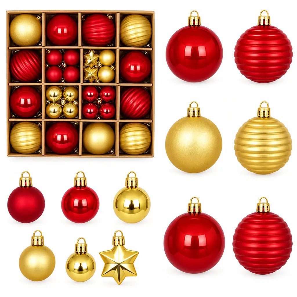 36-Piece Assorted Christmas Ball Ornaments Christmas Tree Ornaments Holiday Ornaments