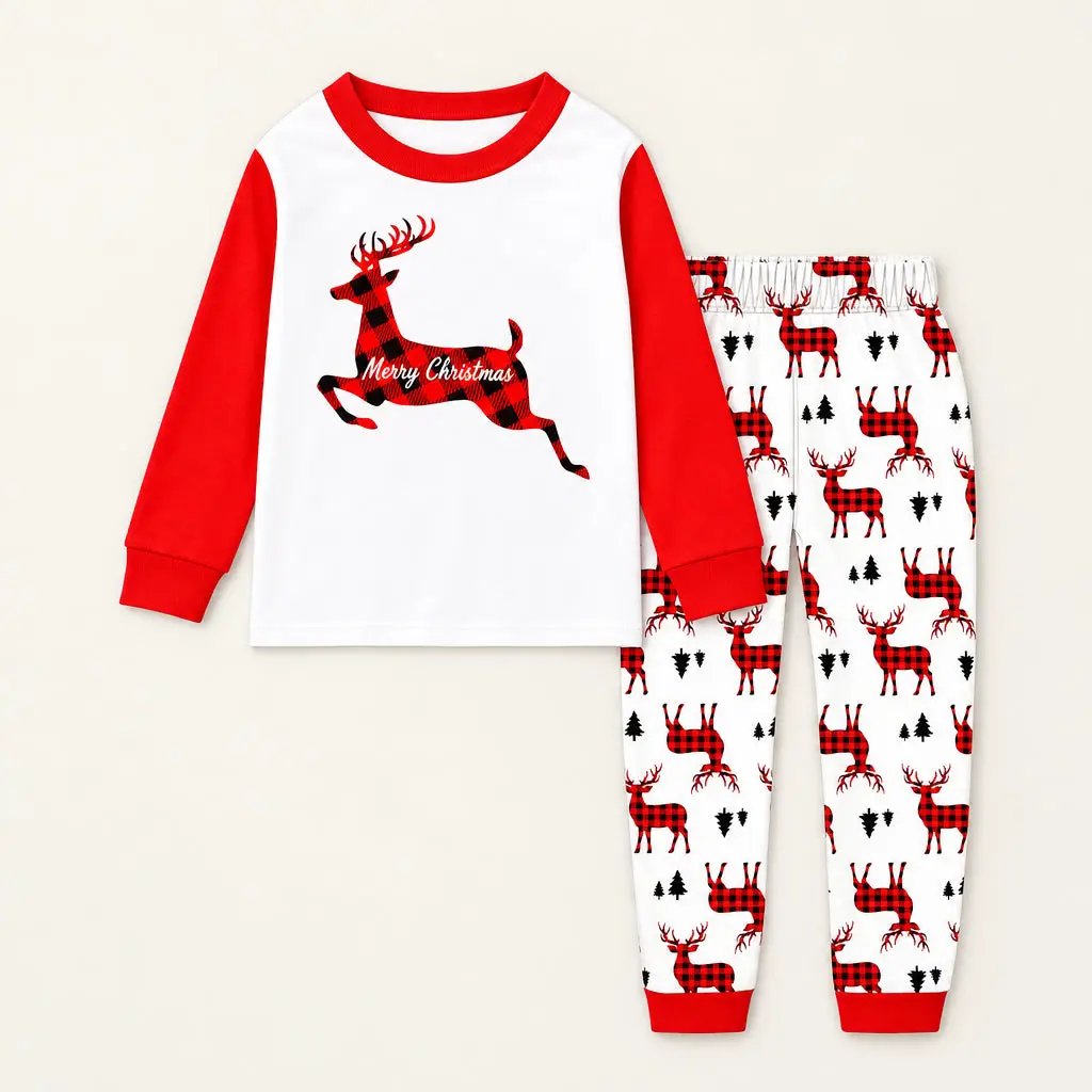 Kids Cotton Christmas Pyjama Set Ages 3–8 Kids Pyjama Sets Pajamas
